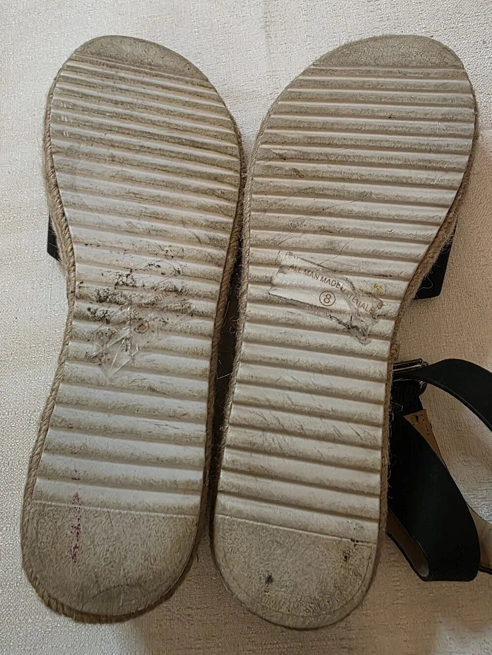 Black Espadrille Platform Sandals Ankle Strap Size 8